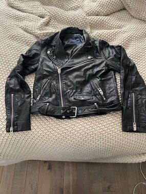 American Eagle Outfitters Black Faux Leather Moto Jacket